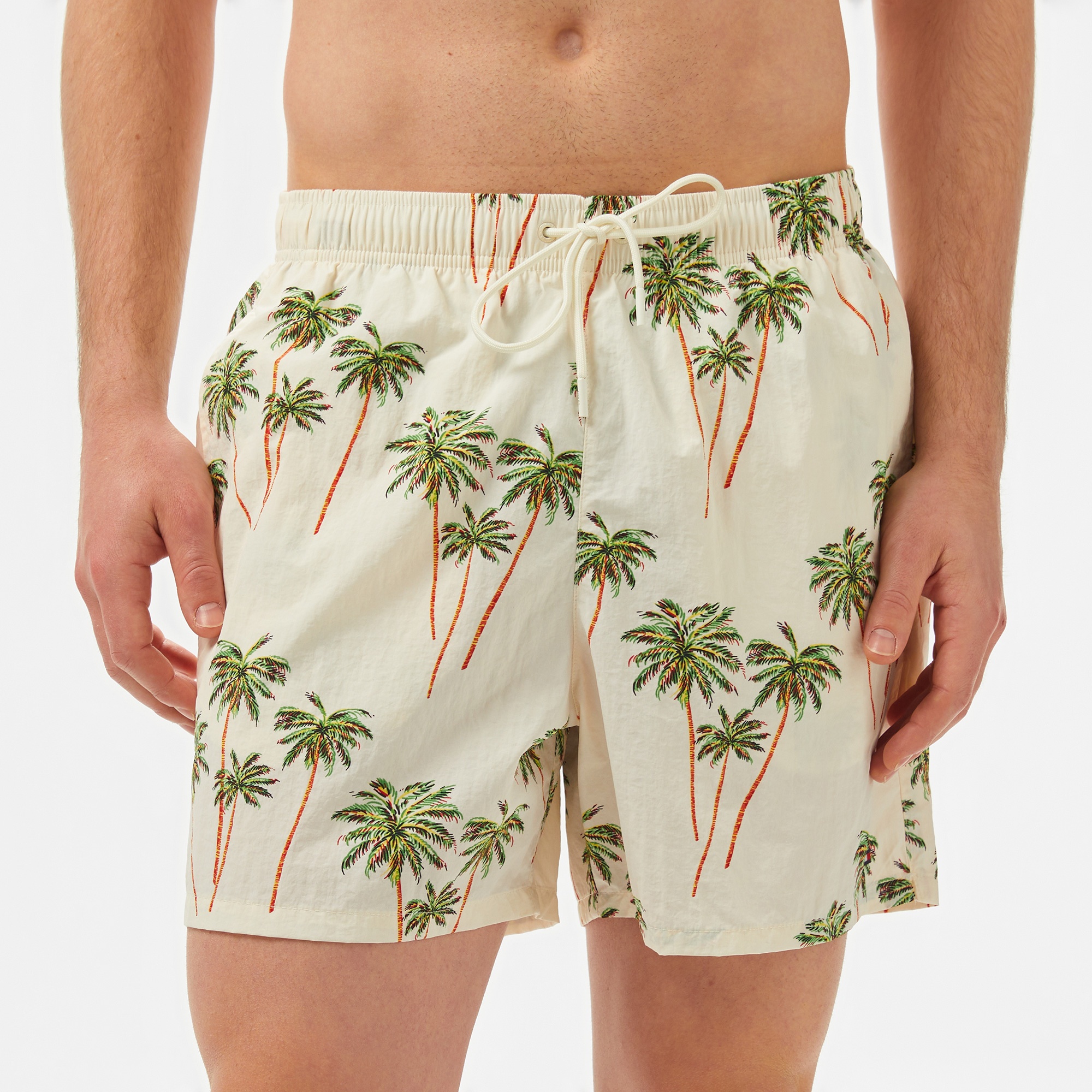 Tommy Hilfiger Medium Drawstring Print Erkek Bej Deniz Şortu