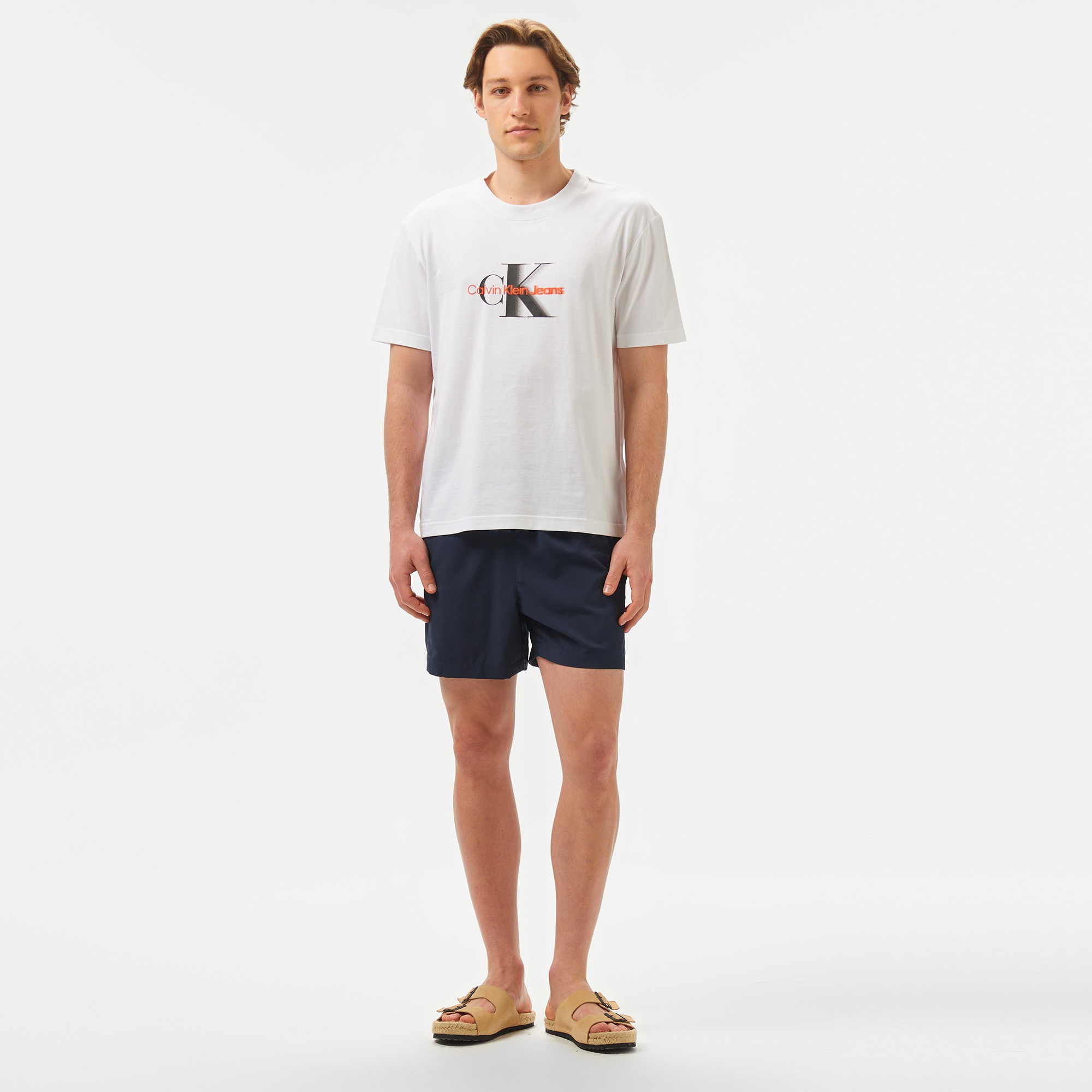 Calvin Klein Monologo Shift Erkek Beyaz T-Shirt