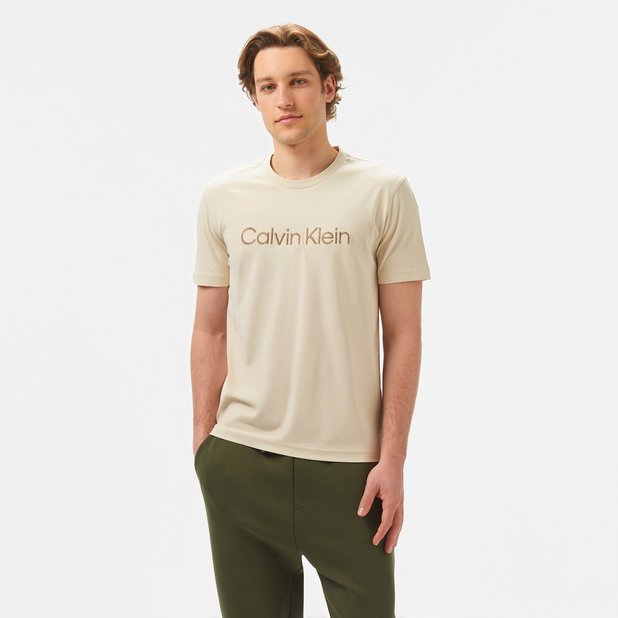  Calvin Klein Erkek Bej T-Shirt