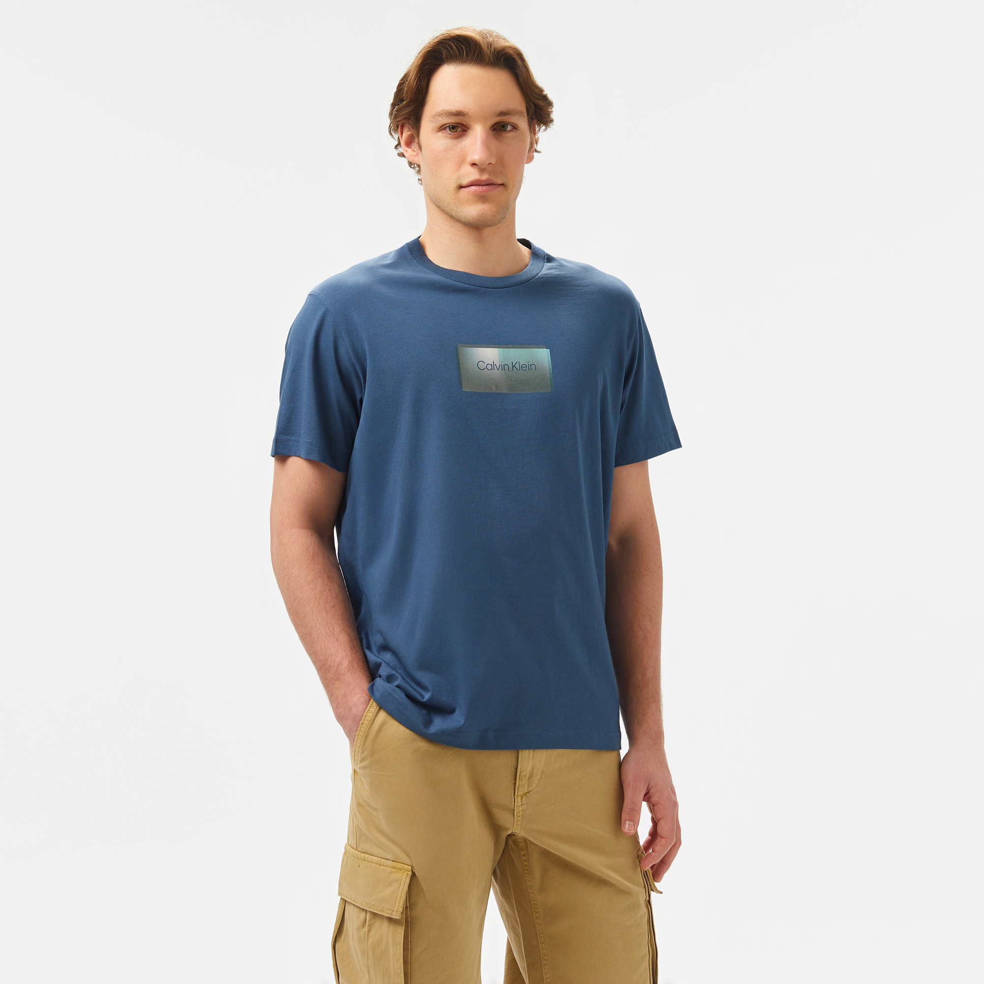 Calvin Klein Logo Erkek Mavi T-Shirt