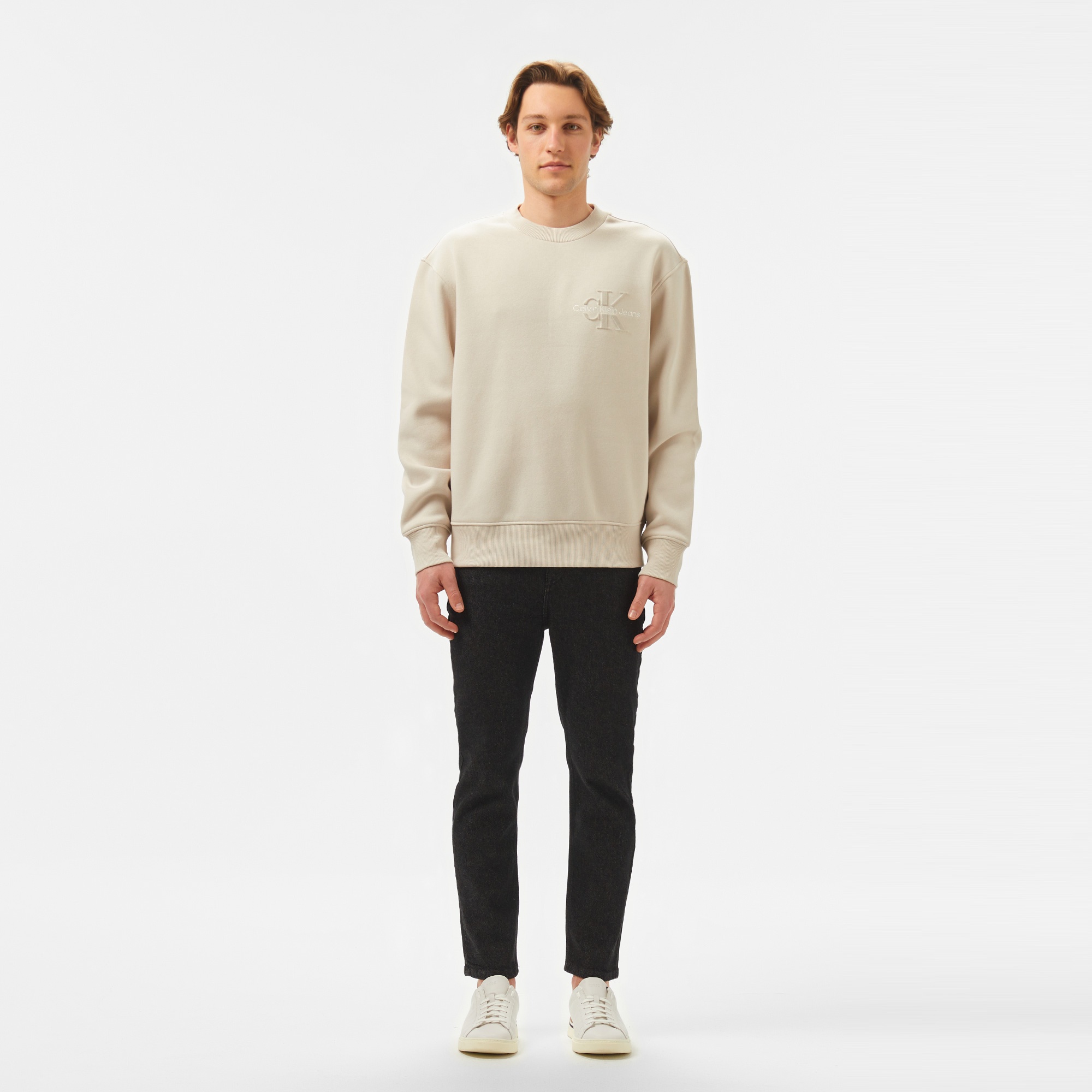 Calvin Klein Monologo Erkek Bej Sweatshirt