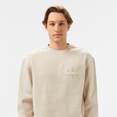  Calvin Klein Monologo Erkek Bej Sweatshirt