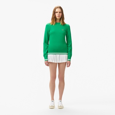  Kadın Regular Fit Bisiklet Yaka Yeşil Triko