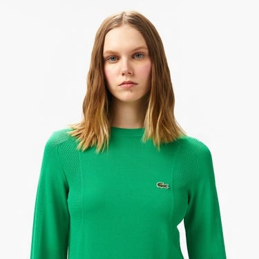  Kadın Regular Fit Bisiklet Yaka Yeşil Triko