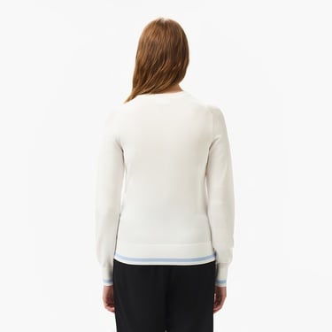  Kadın Regular Fit Bisiklet Yaka Beyaz Triko