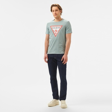  Guess Cn Original Logo Mid Organiceam 180 Erkek Gri T-Shirt
