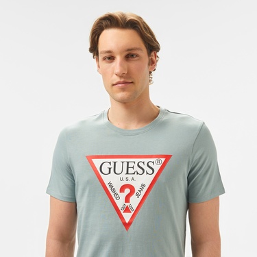  Guess Cn Original Logo Mid Organiceam 180 Erkek Gri T-Shirt