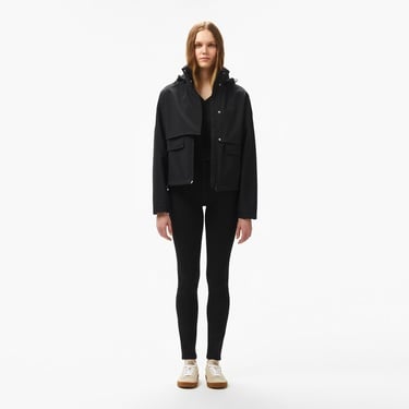  Kadın Relaxed Fit Kapüşonlu Siyah Yağmurluk