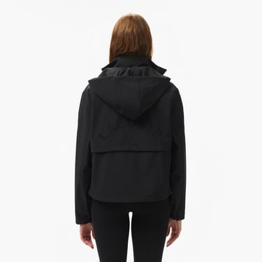  Kadın Relaxed Fit Kapüşonlu Siyah Yağmurluk