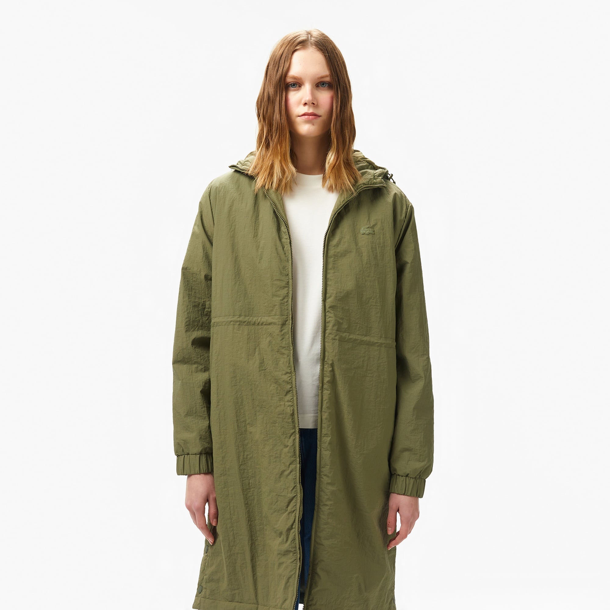 Lacoste Kadın Kapüşonlu Yeşil Yağmurluk