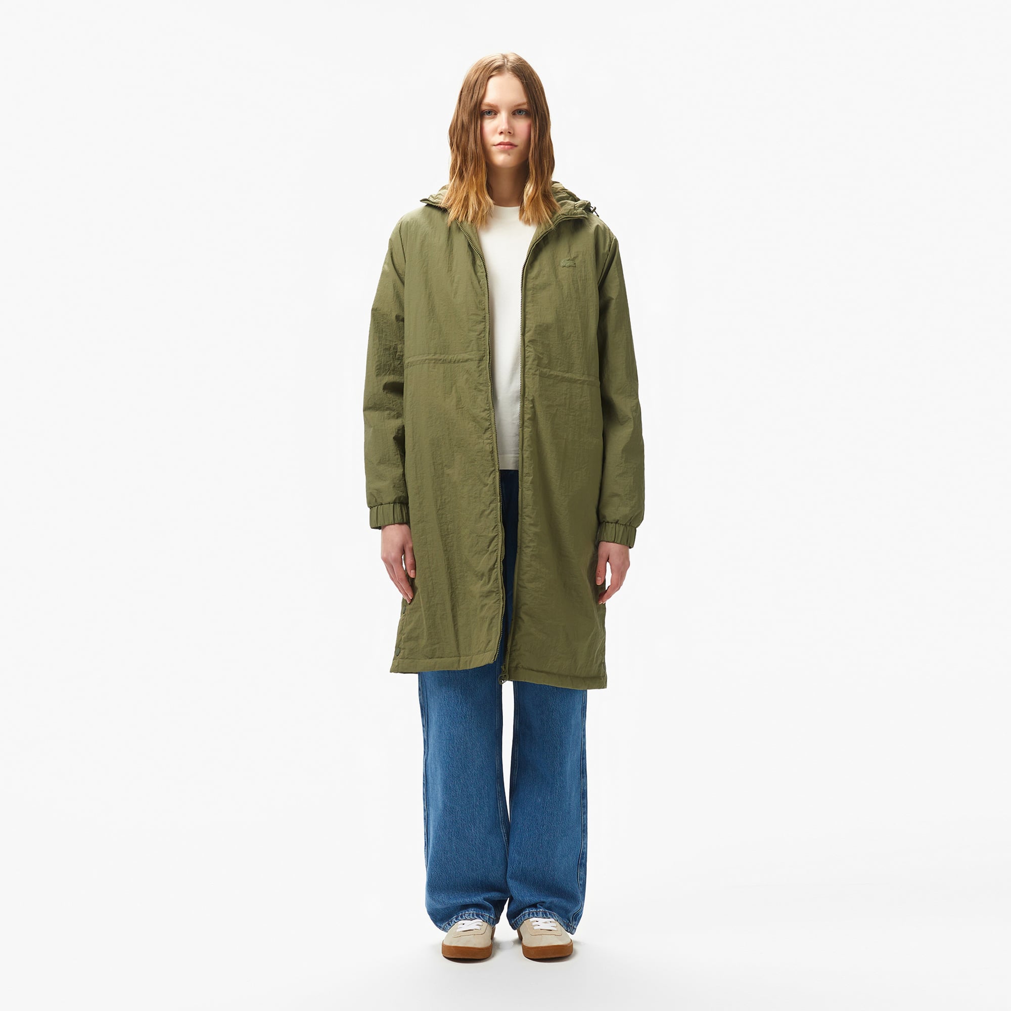  Kadın Kapüşonlu Yeşil Yağmurluk