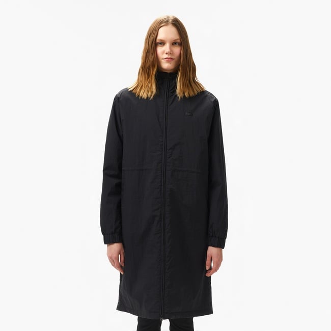  Lacoste Kadın Kapüşonlu Siyah Yağmurluk