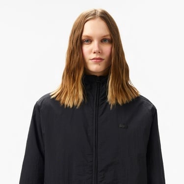  Lacoste Kadın Kapüşonlu Siyah Yağmurluk