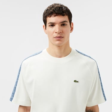  Lacoste Erkek Oversize Fit Bisiklet Yaka Baskılı Beyaz T-Shirt