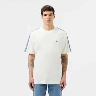  Lacoste Erkek Oversize Fit Bisiklet Yaka Baskılı Beyaz T-Shirt