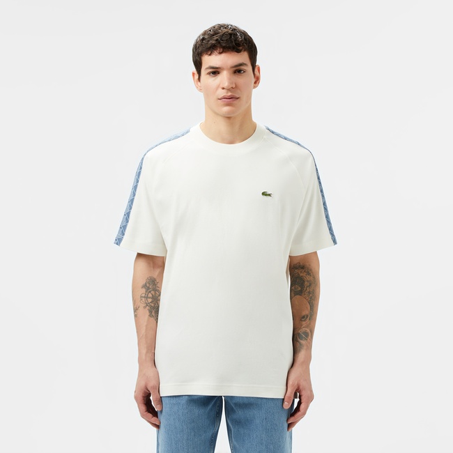  Lacoste Erkek Oversize Fit Bisiklet Yaka Baskılı Beyaz T-Shirt