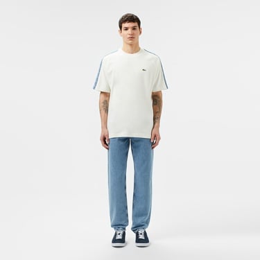  Lacoste Erkek Oversize Fit Bisiklet Yaka Baskılı Beyaz T-Shirt