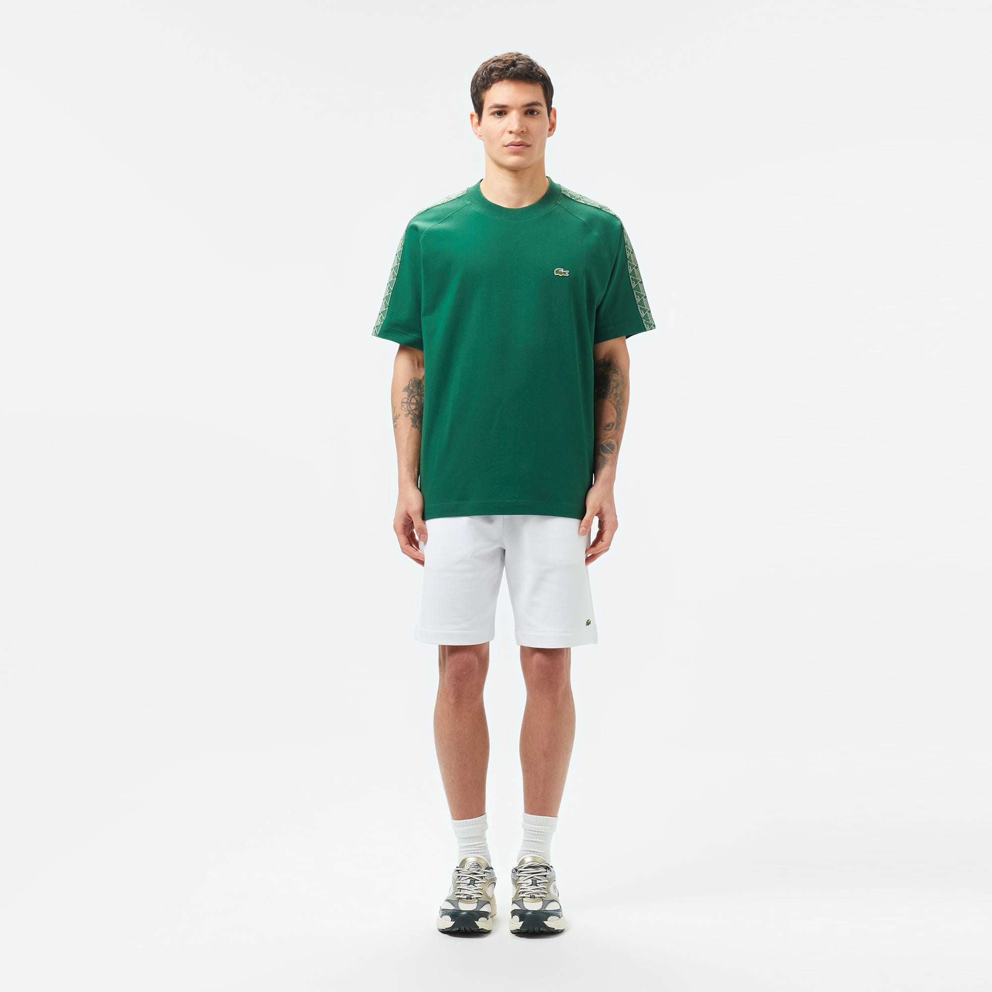 Lacoste Erkek Oversize Fit Bisiklet Yaka Baskılı Koyu Yeşil T-Shirt