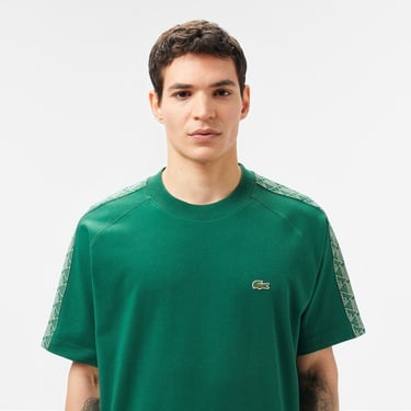  Lacoste Erkek Oversize Fit Bisiklet Yaka Baskılı Koyu Yeşil T-Shirt