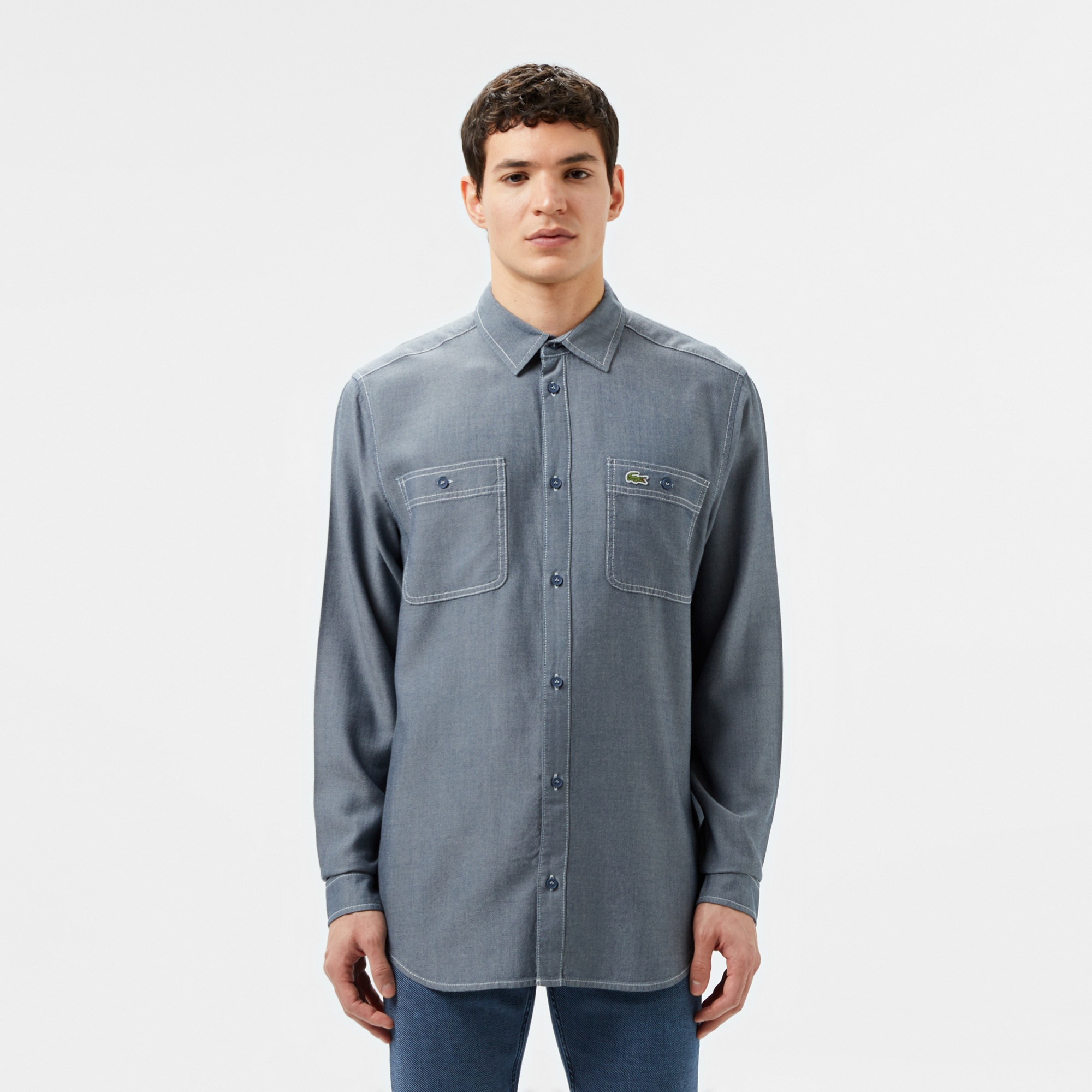 Lacoste Erkek Regular Fit Liyosel Koyu Mavi Gömlek