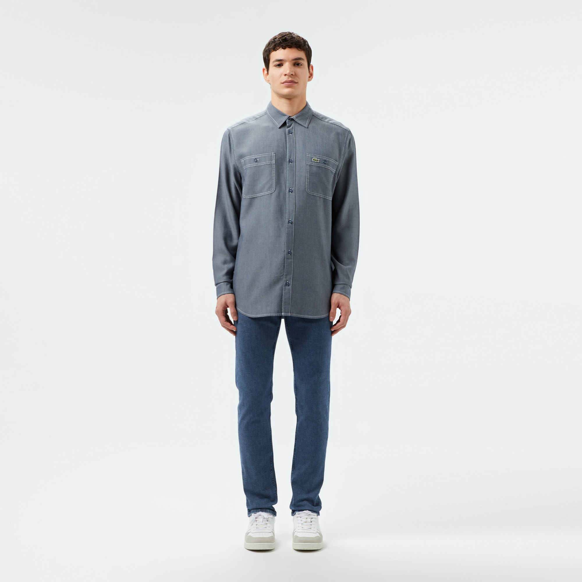 Lacoste Erkek Regular Fit Liyosel Koyu Mavi Gömlek