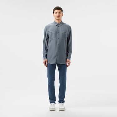  Erkek Regular Fit Liyosel Koyu Mavi Gömlek