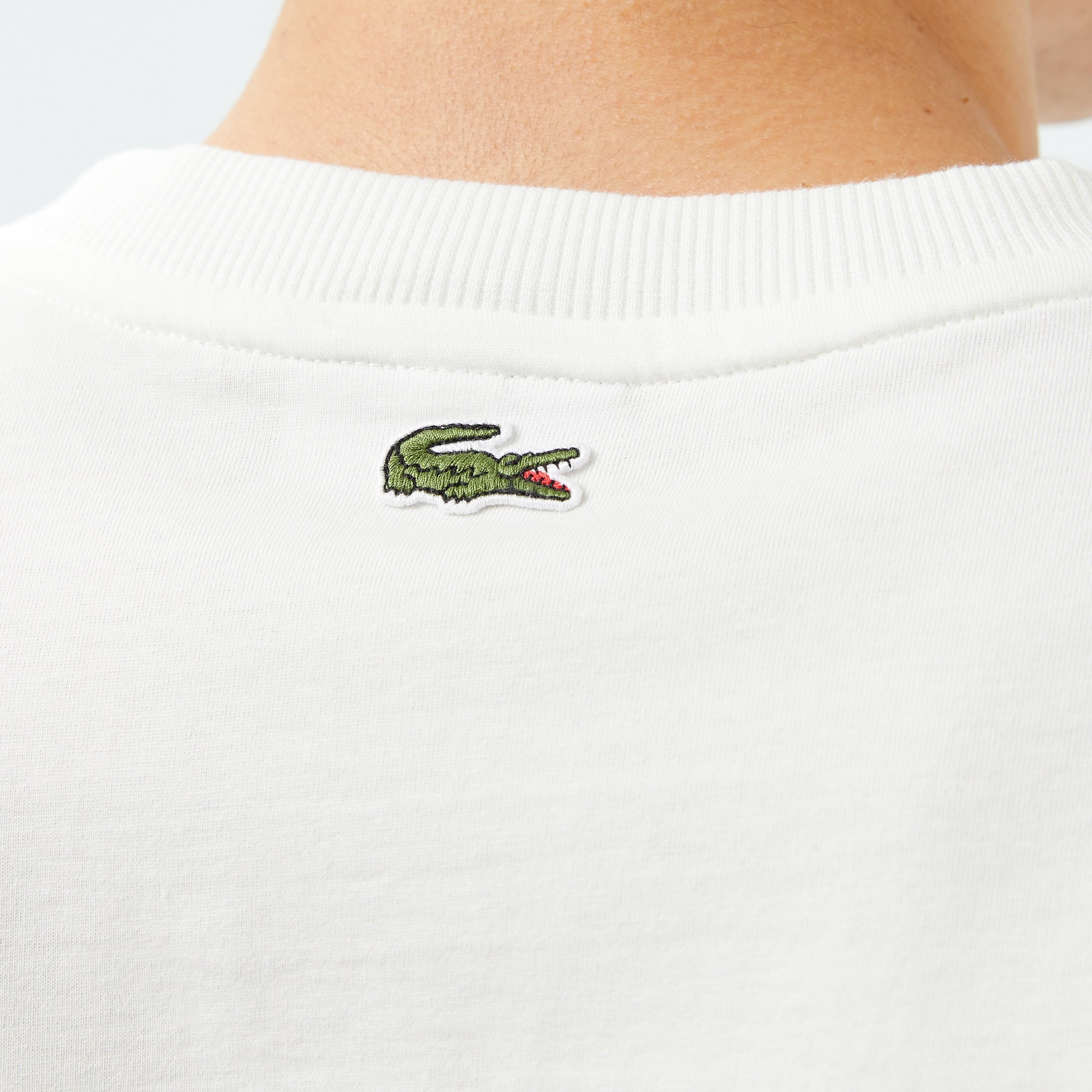 Lacoste Erkek Regular Fit Bisiklet Yaka Baskılı Beyaz T-Shirt