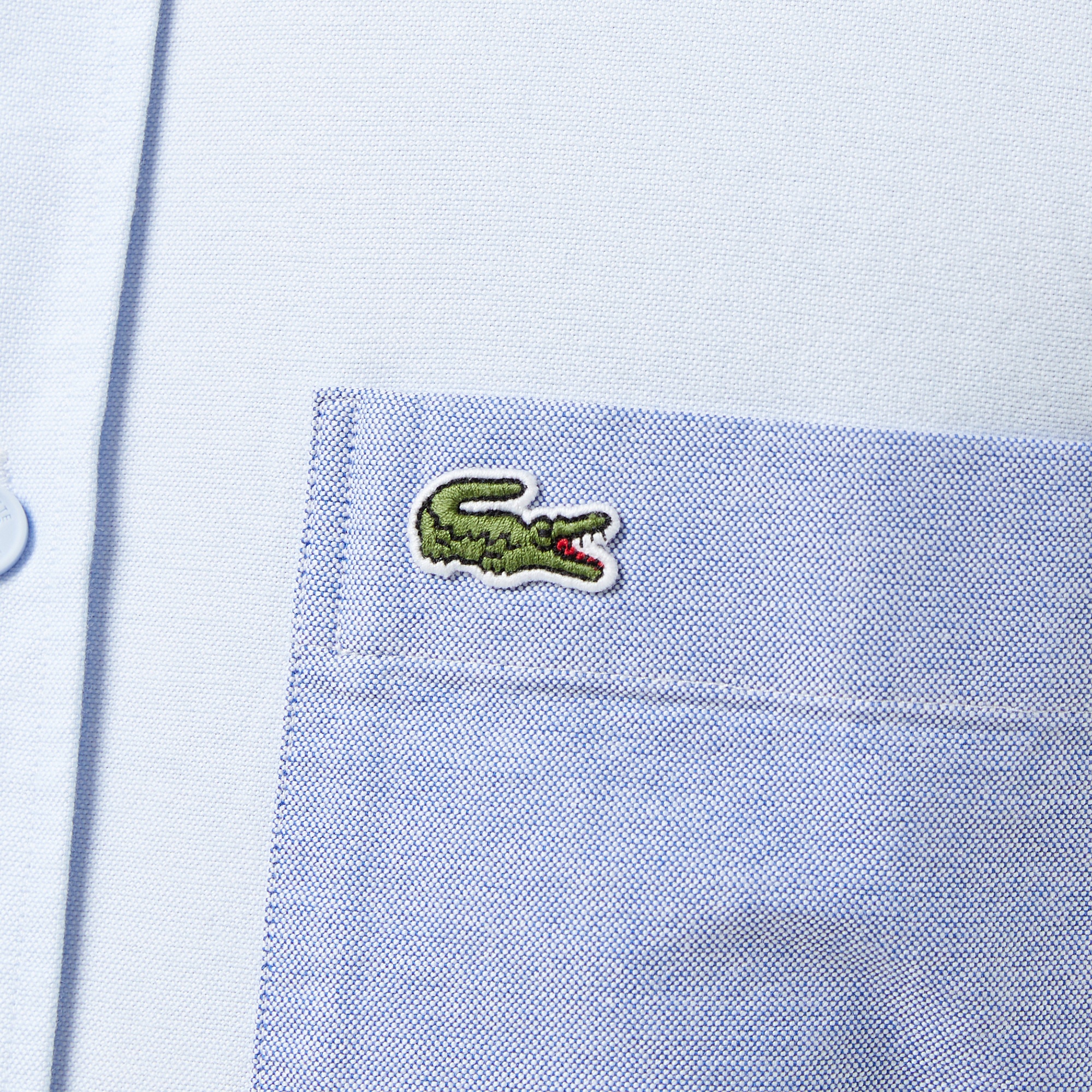 Lacoste Erkek Slim Fit Renk Bloklu Açık Mavi Gömlek