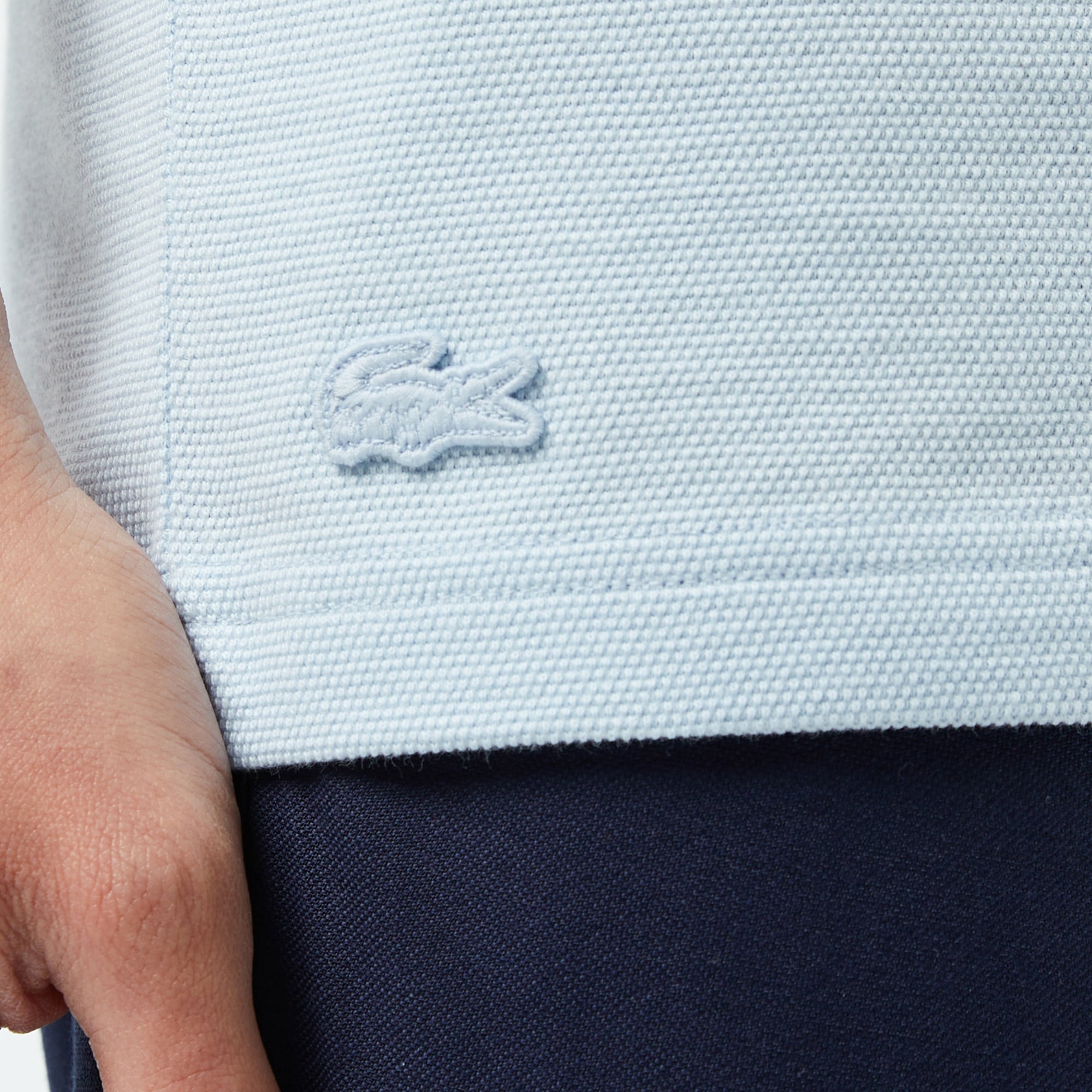 Lacoste Erkek Regular Fit Yarım Fermuarlı Renk Bloklu Açık Mavi Polo