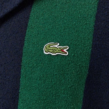  Lacoste Erkek Kısa Kollu Polo Yaka Renk Bloklu Lacivert Triko