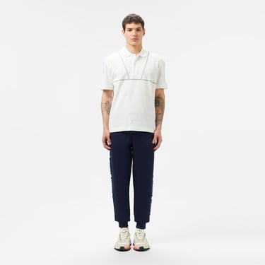  Erkek Loose Fit Desenli Beyaz Polo