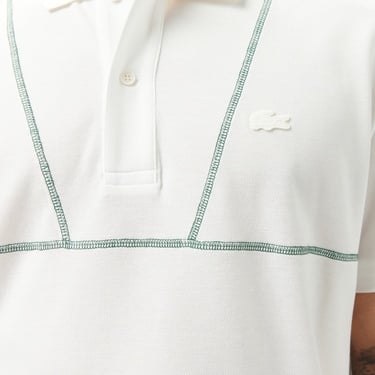  Erkek Loose Fit Desenli Beyaz Polo