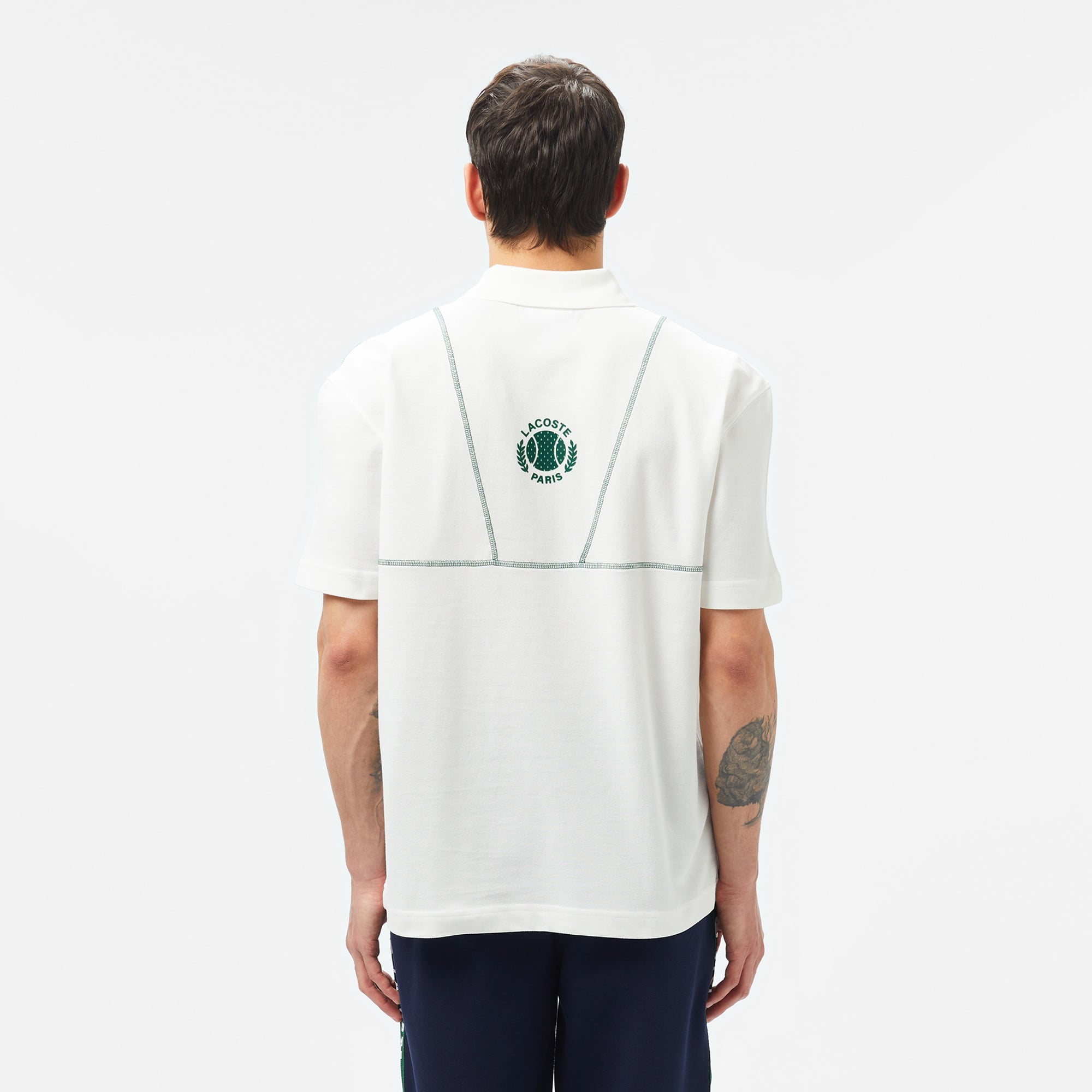 Erkek Loose Fit Desenli Beyaz Polo