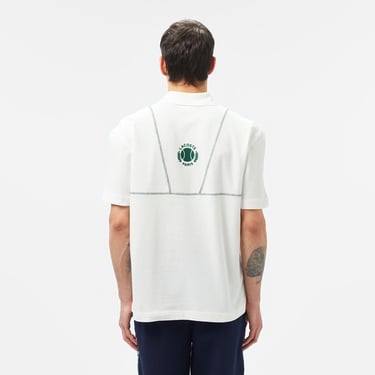  Erkek Loose Fit Desenli Beyaz Polo