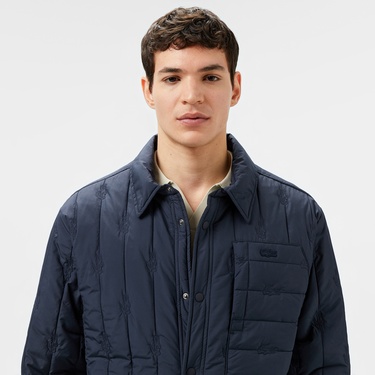 Lacoste Erkek Relaxed Fit Gömlek Yaka Desenli Lacivert Ceket
