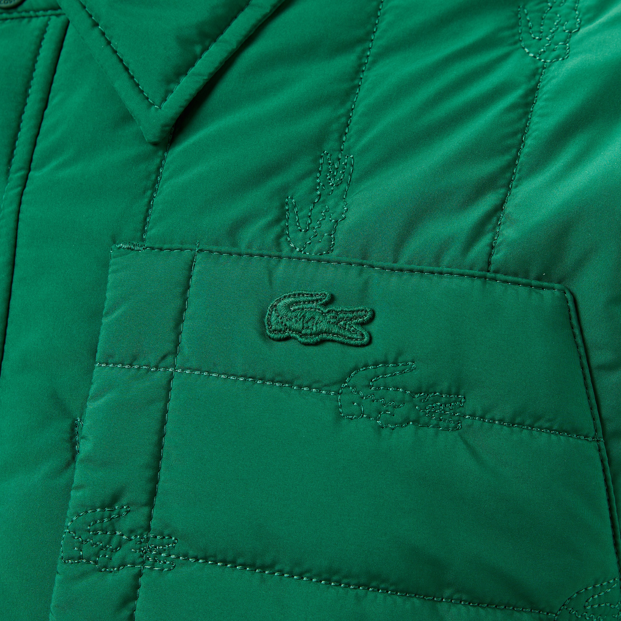 Lacoste Erkek Relaxed Fit Gömlek Yaka Desenli Yeşil Ceket