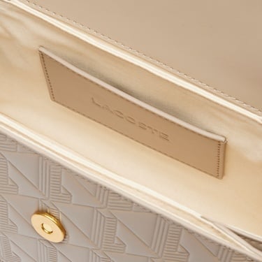  Lacoste Maheki Kadın Monogram Deri Bej Omuz Çantası