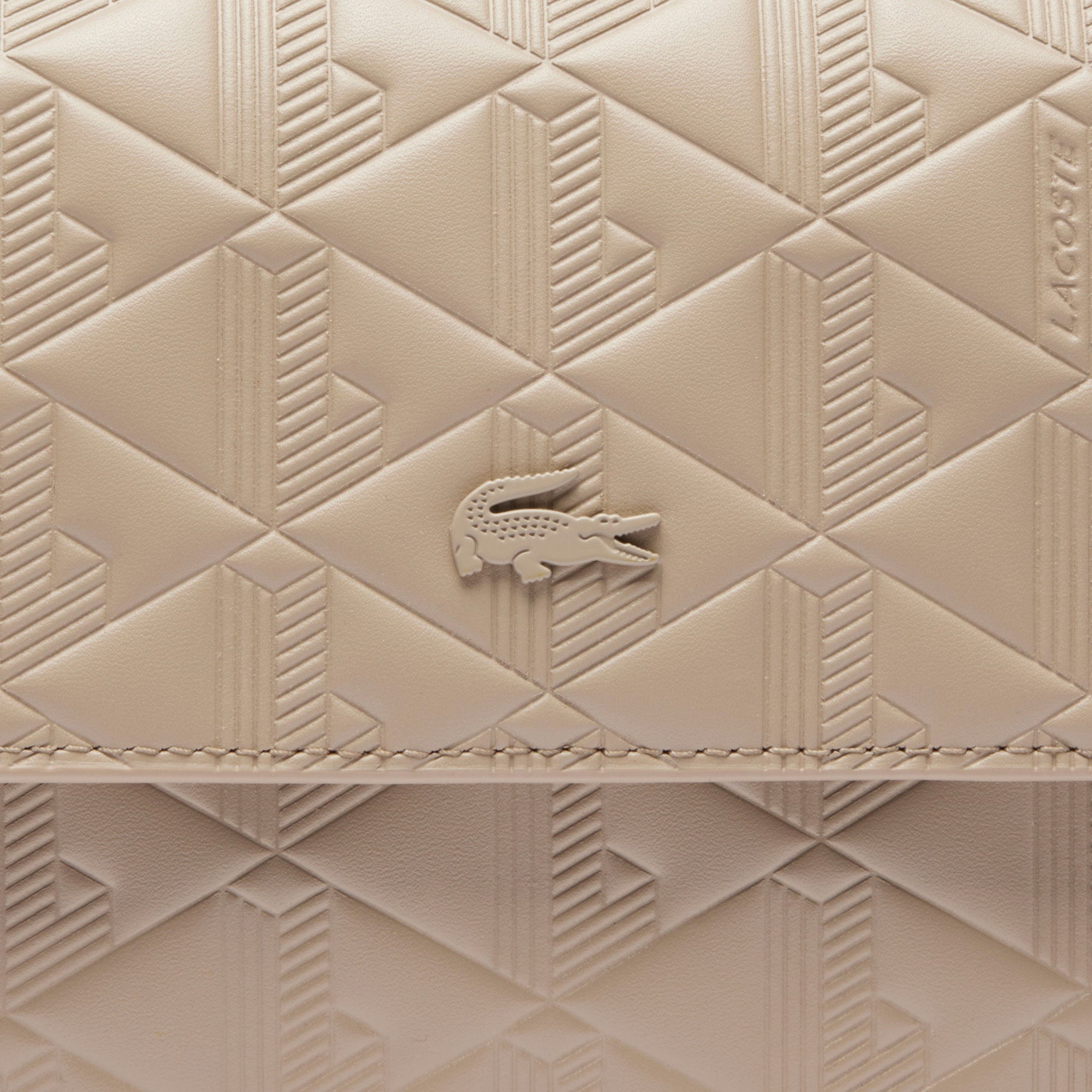 Lacoste Maheki Kadın Monogram Deri Bej Omuz Çantası