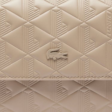  Lacoste Maheki Kadın Monogram Deri Bej Omuz Çantası