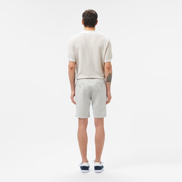  Erkek Regular Fit Keten Gri Bermuda Şort