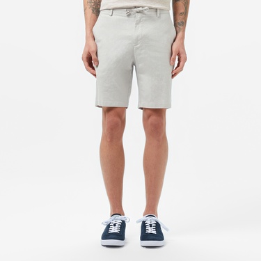  Erkek Regular Fit Keten Gri Bermuda Şort