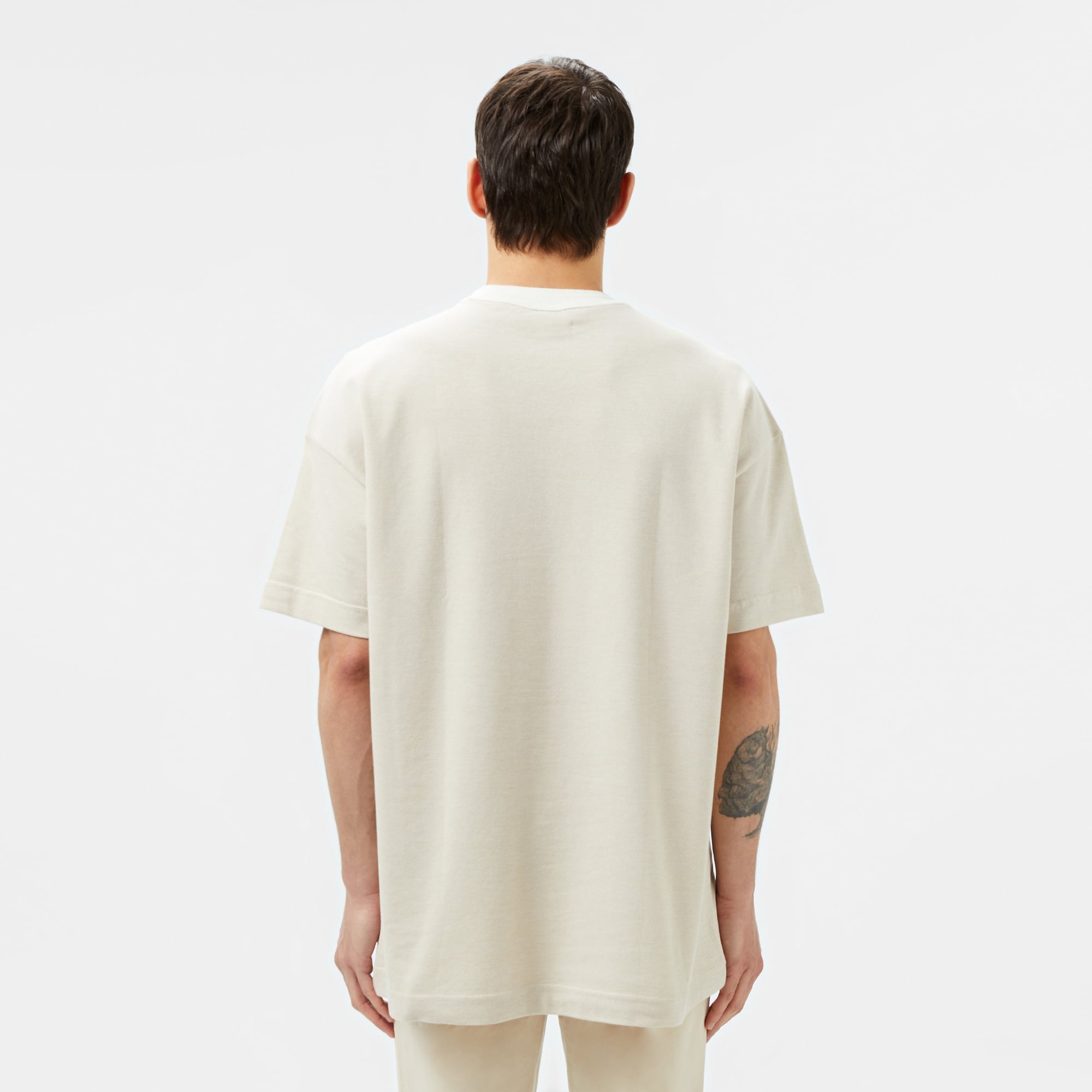Lacoste Erkek Oversize Fit Bisiklet Yaka Krem T-Shirt