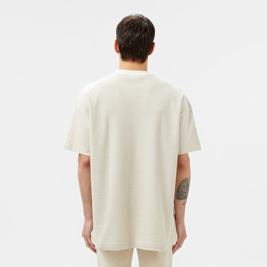  Lacoste Erkek Oversize Fit Bisiklet Yaka Krem T-Shirt