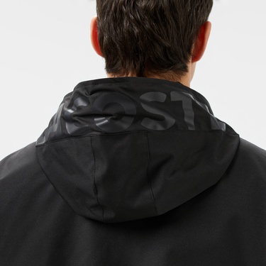  Lacoste Erkek Regular Fit Kapüşonlu Baskılı Siyah Yağmurluk