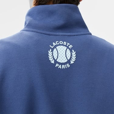  Erkek Relaxed Fit Yarım Fermuarlı Renk Bloklu Mavi Sweatshirt