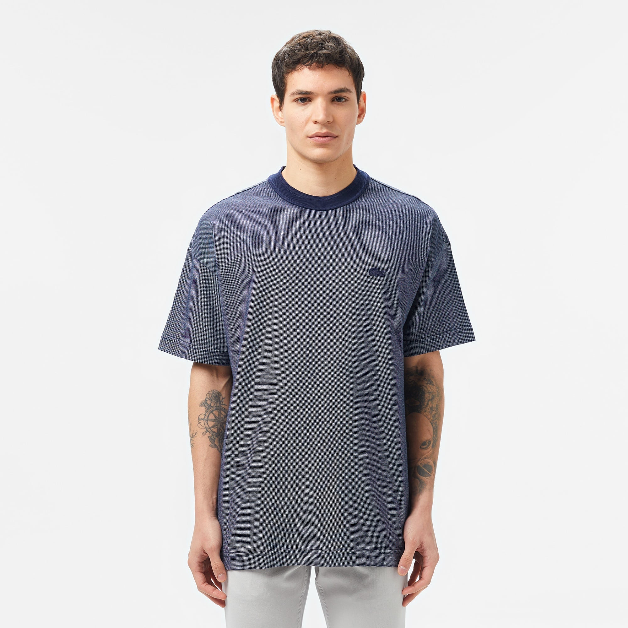 Lacoste Erkek Oversize Fit Bisiklet Yaka Lacivert T-Shirt