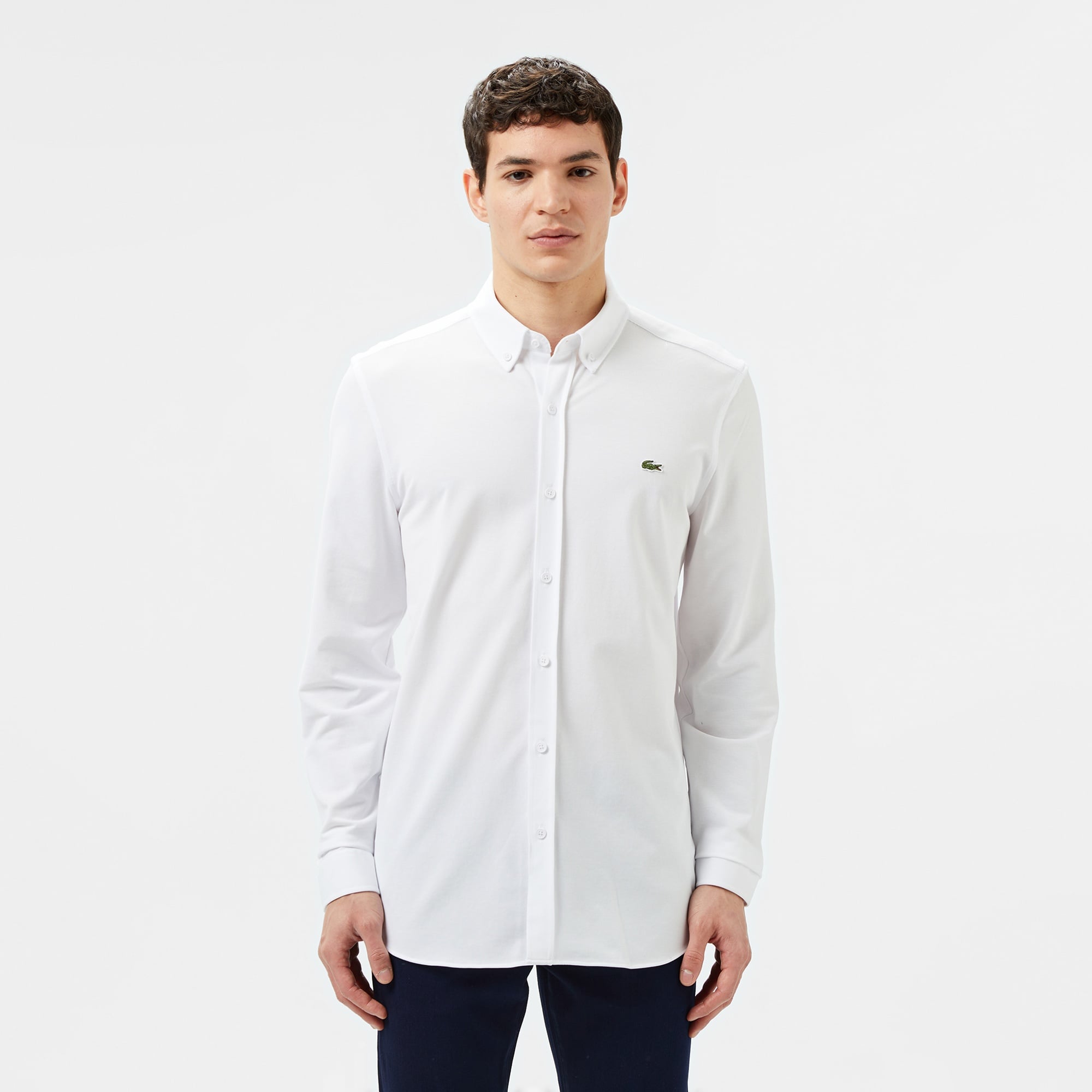 Lacoste Erkek Slim Fit Düğmeli Yaka Beyaz Gömlek