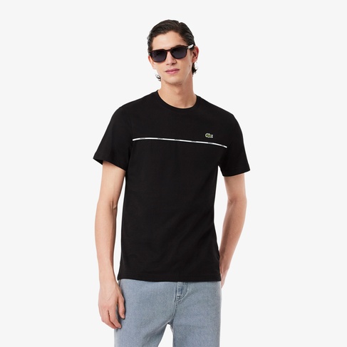  Lacoste Erkek Regular Fit Bisiklet Yaka Baskılı Siyah T-Shirt