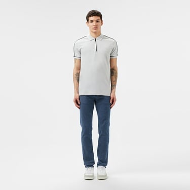  Lacoste Erkek Slim Fit Yarım Fermuarlı Gri Polo
