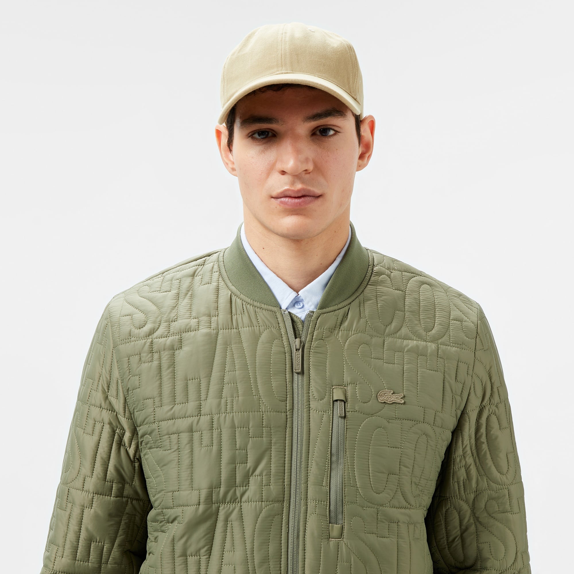 Erkek Regular Fit Dik Yaka Kapitone Yeşil Mont